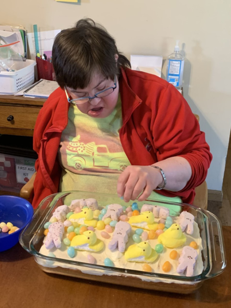 Megan making Easter Cake