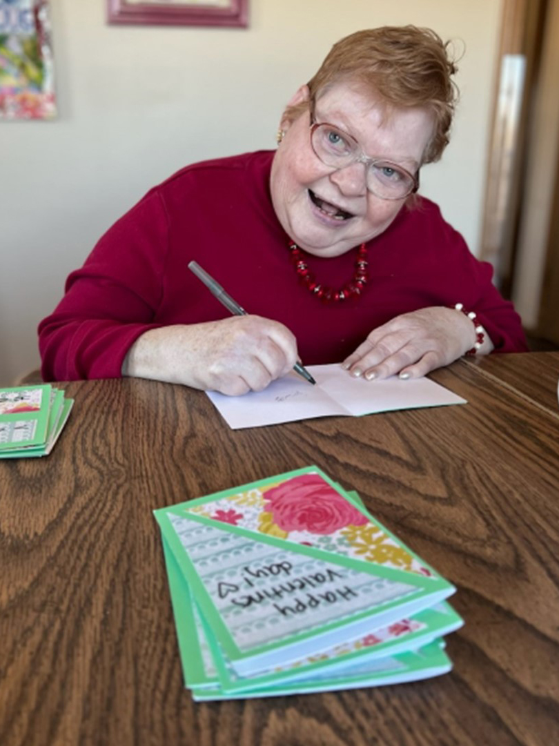 Teresa Wofford making Valentine Cards